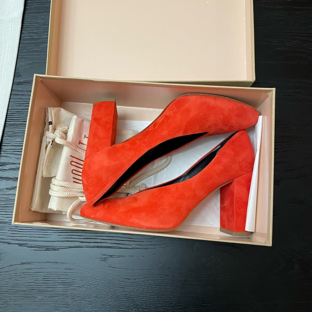 Charlotte Stone Tangerine / Red Block Heels